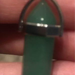 Green adventurine gemstone crystal necklace with black cord